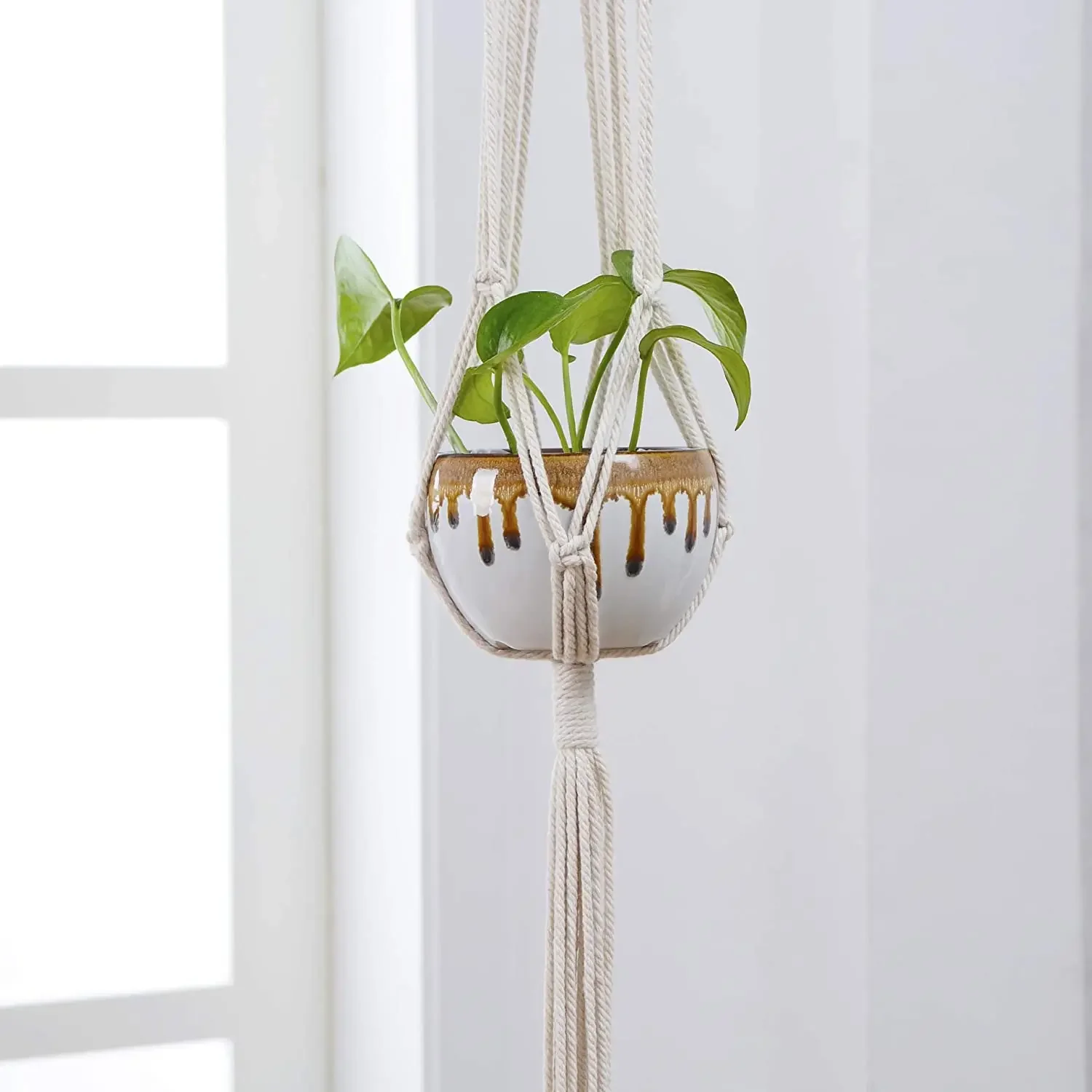Macrame Handmade Plant Hanger Baskets Flower Pots Holder Balcony Hanging Decoration Knotted Lifting Rope Hom