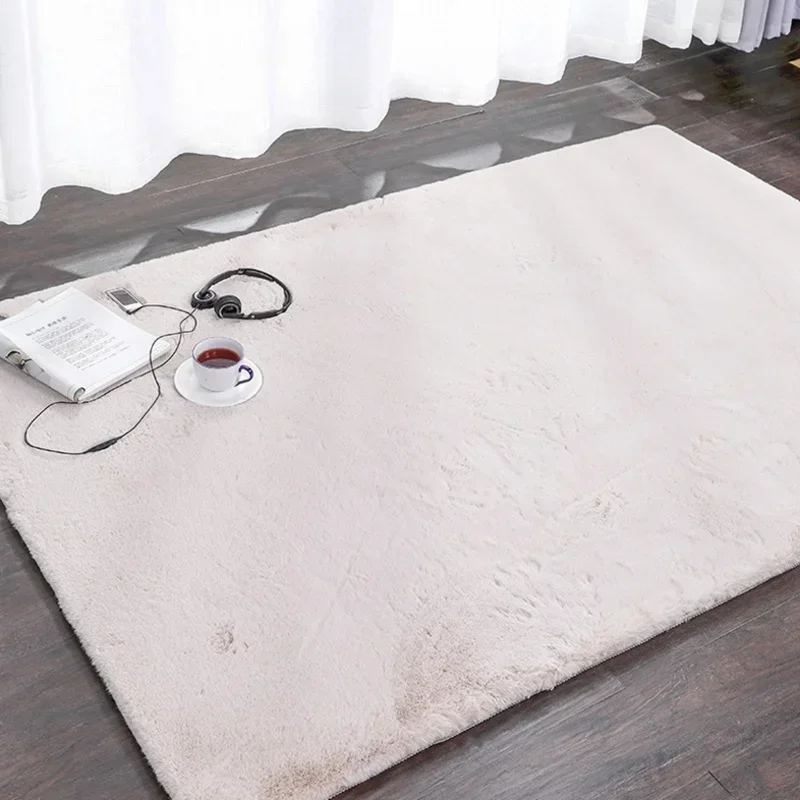 Modern Home Decor Artificial Rabbit Carpet Living Room Soft Fluffy Plush Rugs Children Bedroom Mat Non-slip Faux Fur Carpet Gray 6