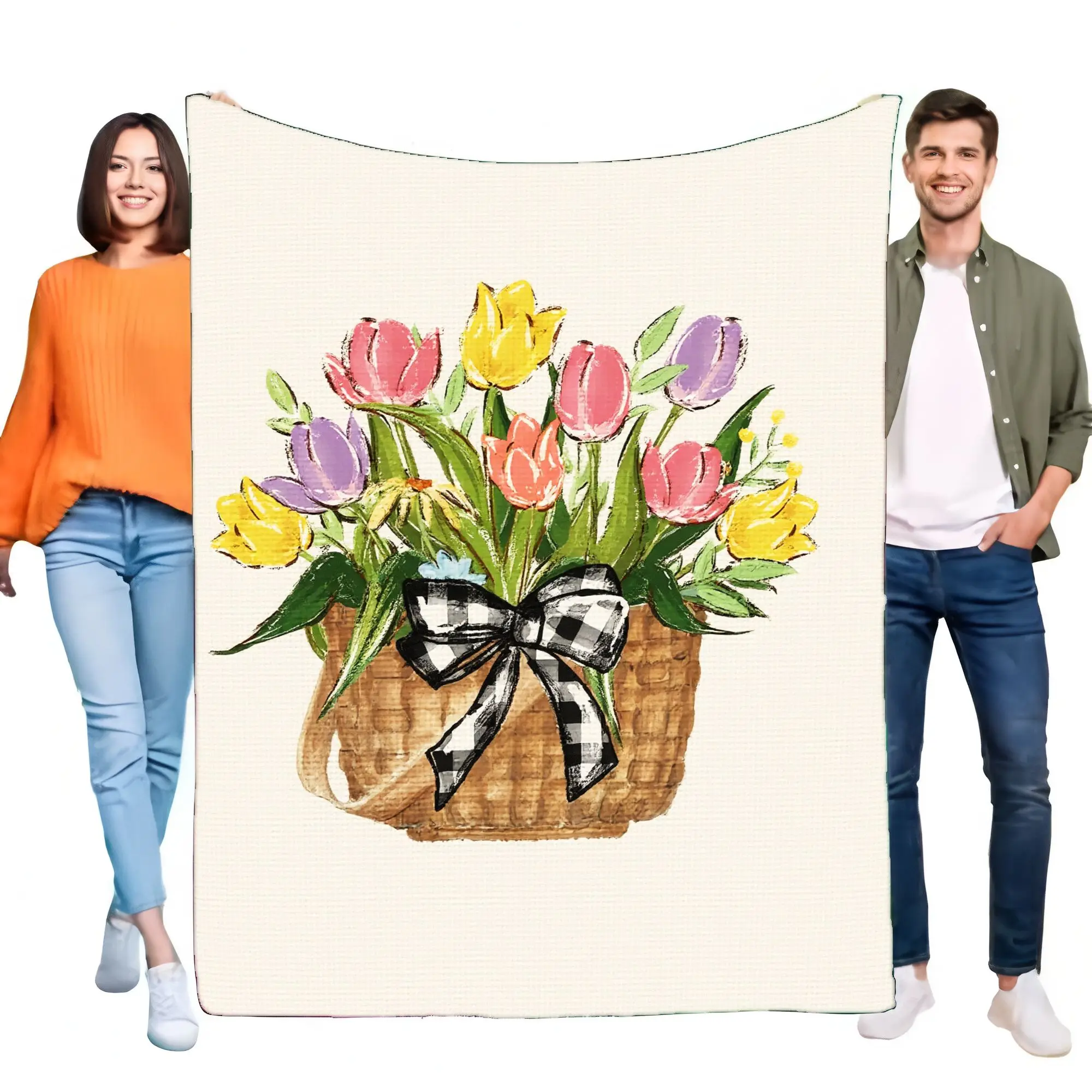 Fancy Tulips - Pip Embroidered Blanket main image 1