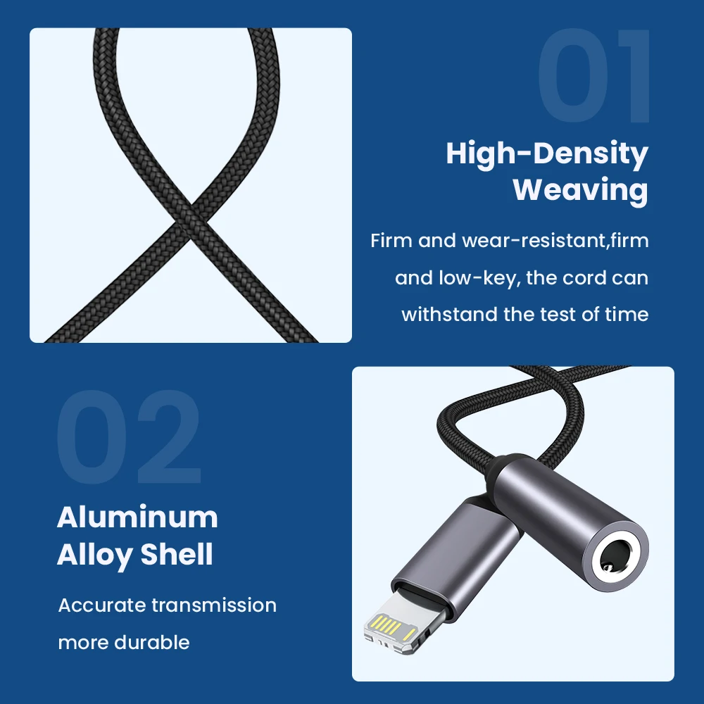 8 Pin to 3.5mm Jack AUX Audio Cable Adapter for iPhone 14 13 12 11 8 7 X iPad Pro Mini iOS 14 Above