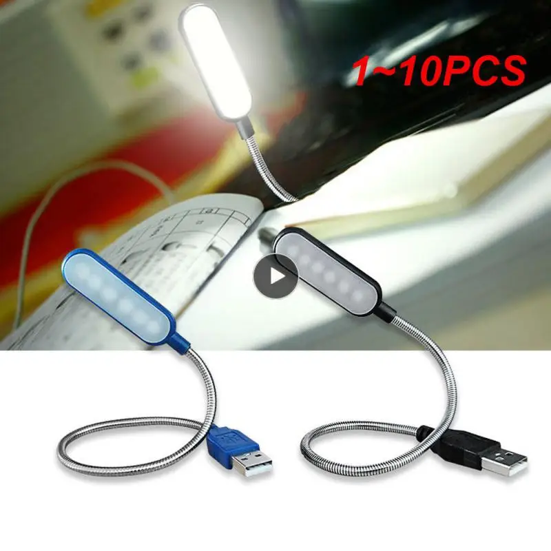 

Портативная USB-лампа для чтения, компактная Гибкая Светодиодная лампа с 6 светодиодами для портативного зарядного устройства, ноутбука, компьютера