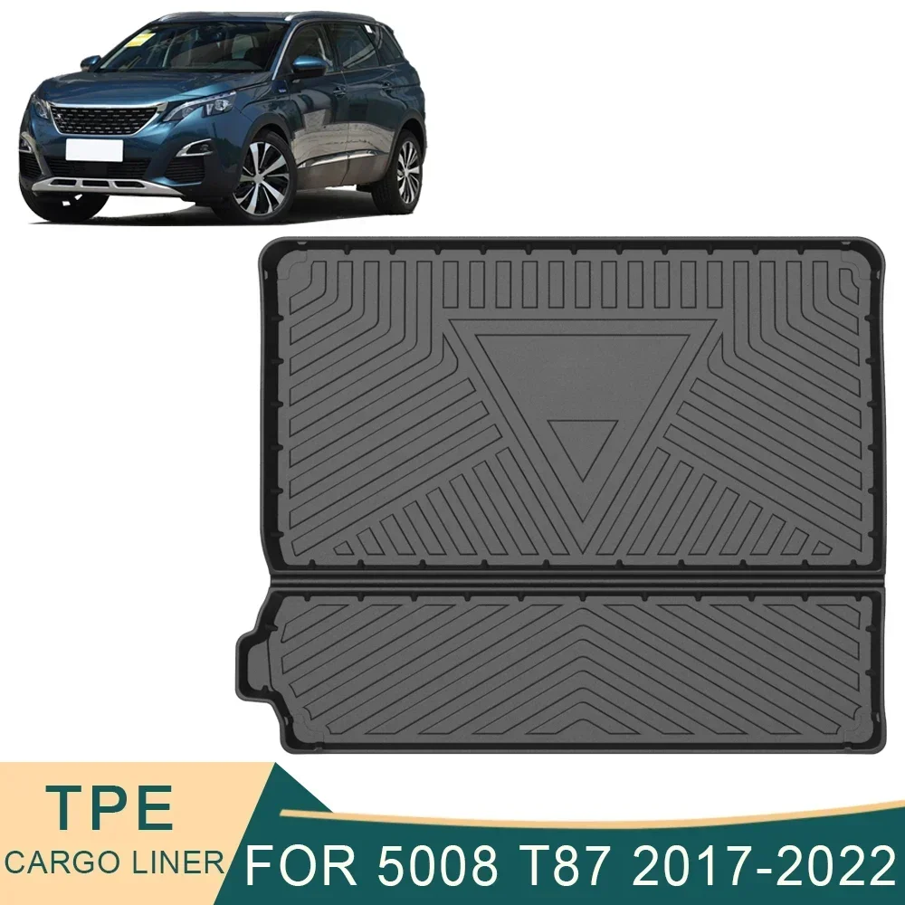 Per Peugeot 5008 T87 2017-2024 Auto Car Cargo Liner All-Weather Tappetini Antiscivolo Per Bagagliaio Vassoio Per Stivali Tappeto Accessori Interni