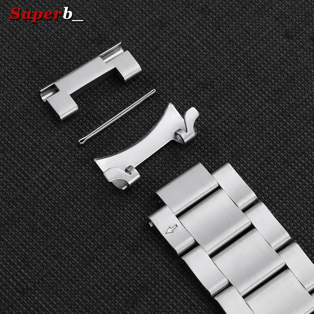 Elegant Curved End Gold Stainless Steel Watch Strap with Double Press Safety Clasp