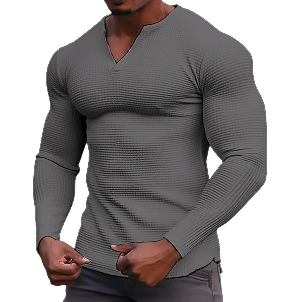 V Neck Men Shirts Long Sleeve Muscle Office Outdoor Plus Size Pullover Slim Soft Breathable Sweatshirts Fashion