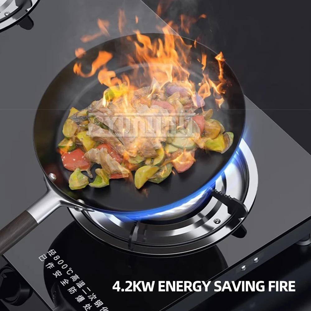 Household Gas Stove Desktop Glass Cooktop A Gas Double Furnace High Fire Furnace Stove Kitchen JZY-A