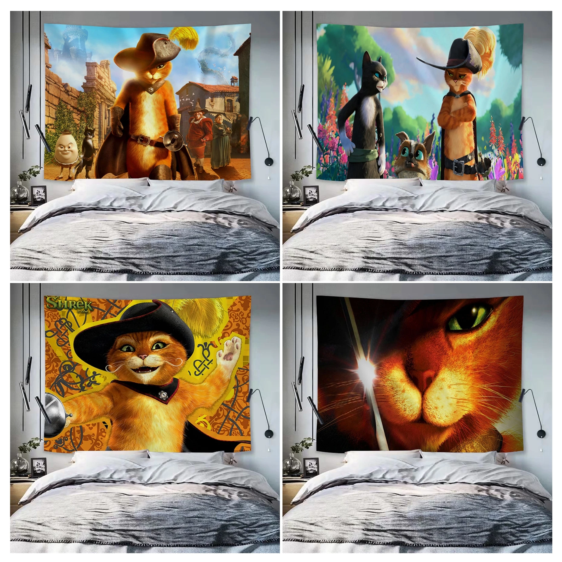 Puss In Boots Arazzo Art Printing Wall Hanging Decoration Household Cheap Hippie Wall Hanging