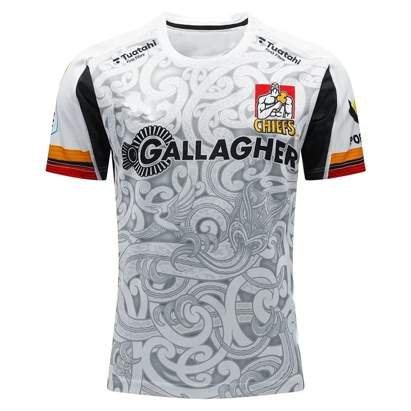 Fashion New Chiefs Super Rugby Home Mens Rugby Jersey O Neck 3D Print T-shirt Kids Boys Clothes Breathable Quick-dry Sports Tops 3