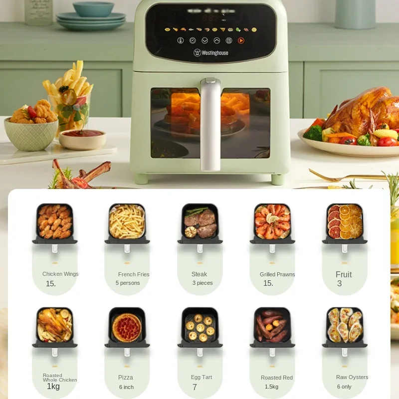 Kitchen Appliances Visual Air Fryer Household 6 Liters Large Capacity Metal Inner Cavity Multifunctional Oven Fryer  Portable 2