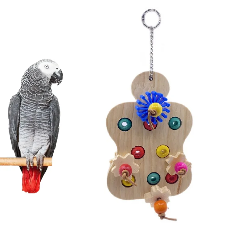 

Hanging Bird Biting Toys Birds Wooden Beads Puzzle Colorful Toy Chewing Block for Budgies Parrot Accessories for Cage Supplies
