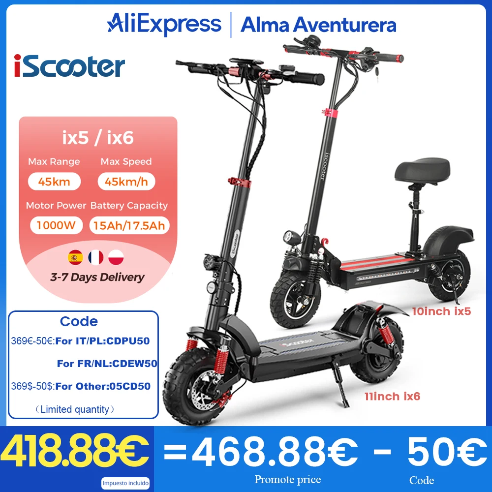 Trottinette iScooter iX6 11 au meilleur prix à 459€ (1000watts , 11 pouces