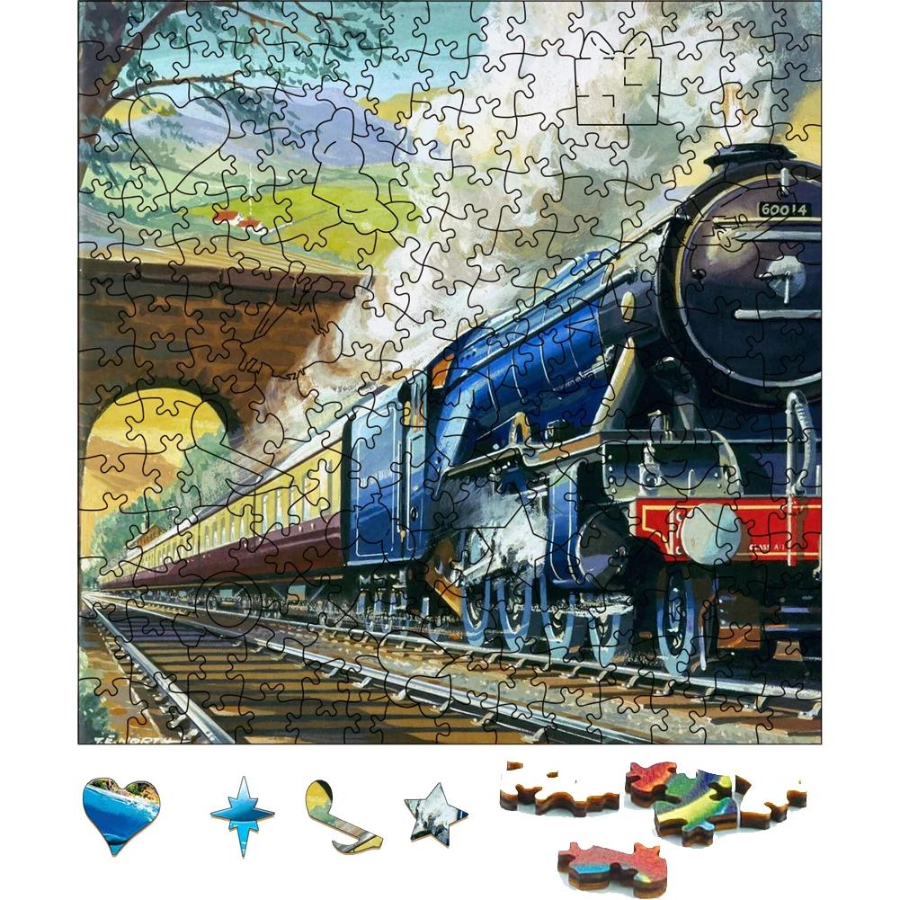 Country Steam Train Wooden Jigsaw Puzzle Party Games Toys For Adults Wooden Puzzles Board Game Wood Educational Toys For Kids