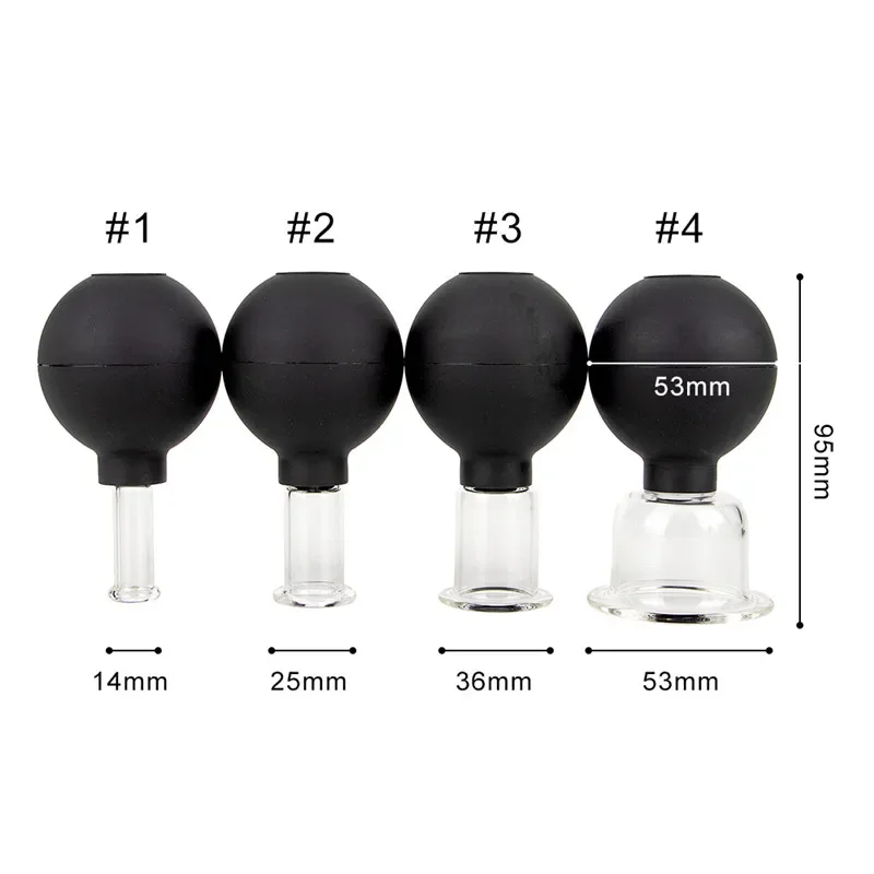 Black Vacuum Cupping Cups Set Rubber Head Glass Anti Cellulite Massage Medical Chineses Therapy Cupping Therapy Tool 5