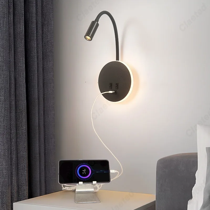 LED Flexible Gooseneck Wall Lamp USB with Switch Adjustable Angle Bedroom Bedside Wall Lamp Corridor Decorative Lighting Fixture led light led wall lamp wall light