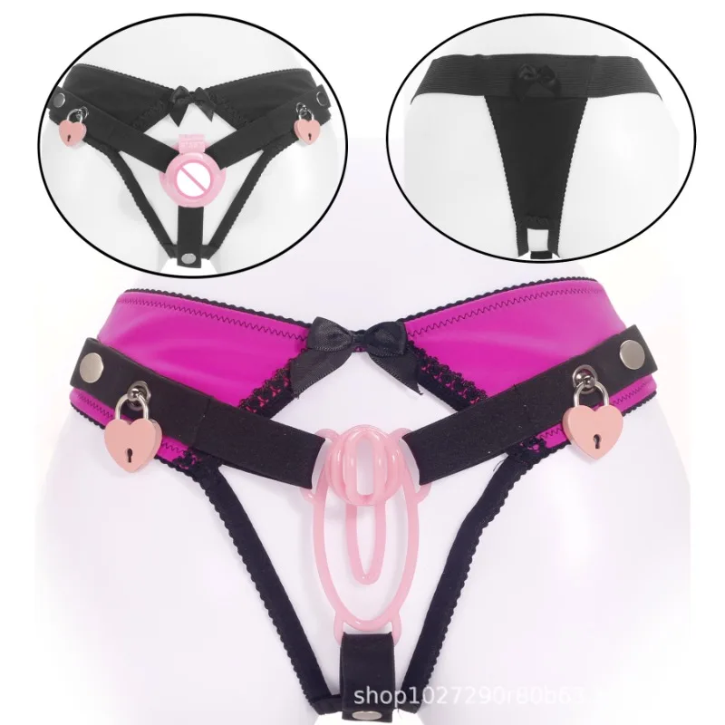 Sissy Chastity Cage Belt Chastity Panties FUFU Clip Anti-Falling Harness Extreme Sissy Lock Penis Bondage Feminization Toy