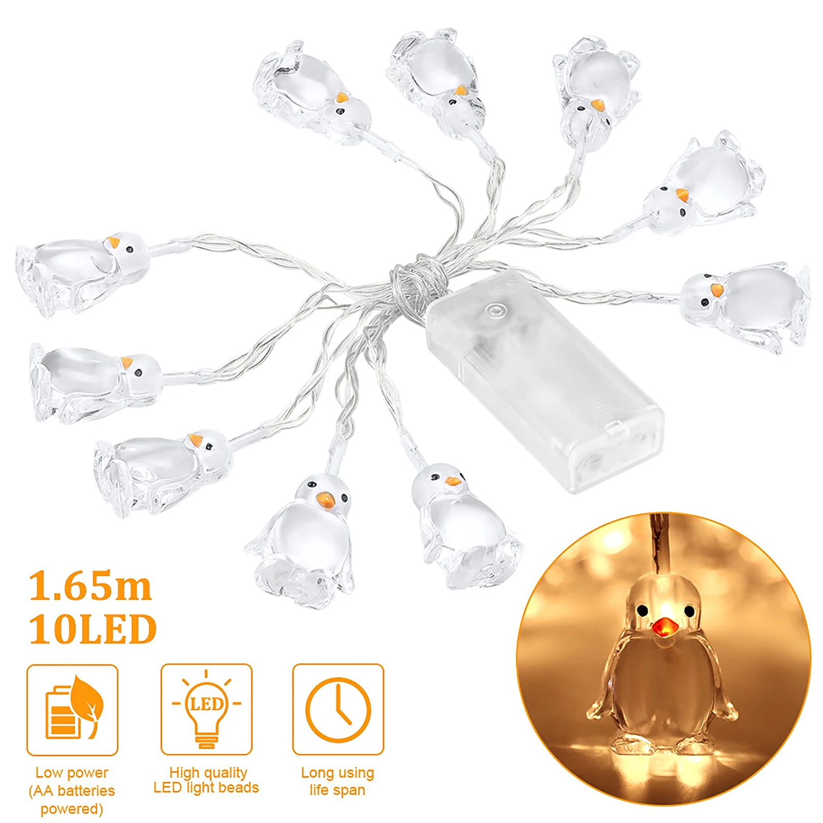 

1.65m LED Penguin Animal Shaped String Lights Christmas Garland Battery Powered Wedding Party Curtain String Fairy Lamp For Home