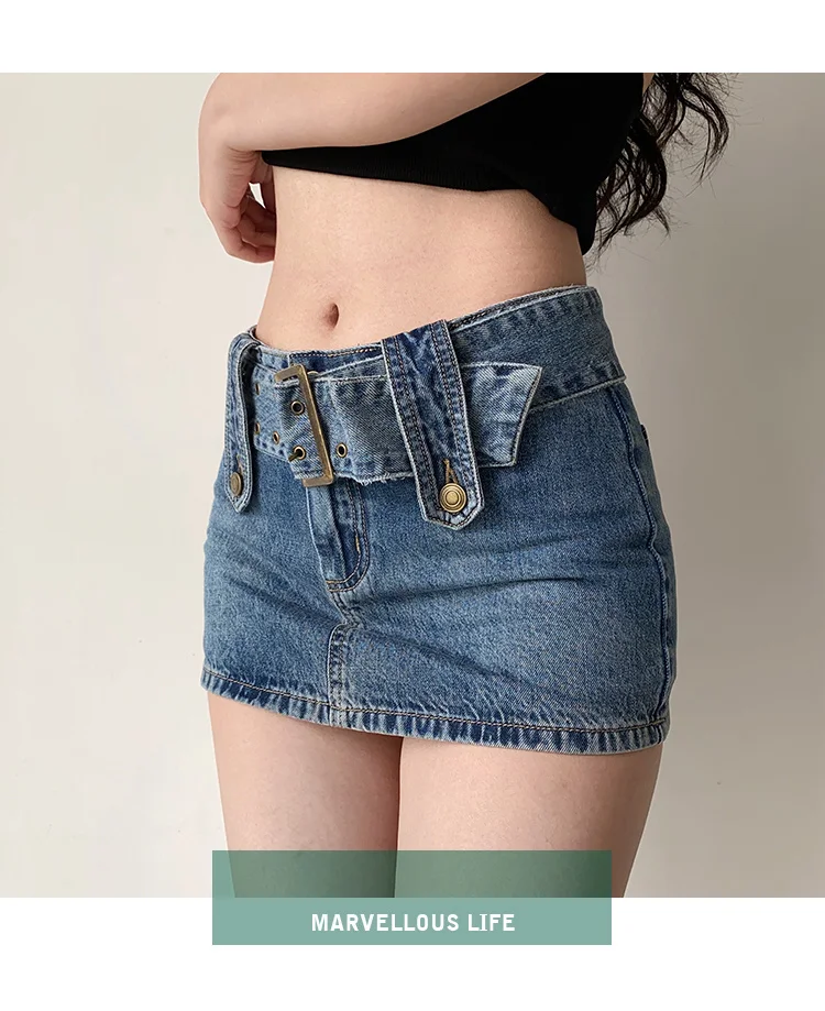 high waist denim mini skirt