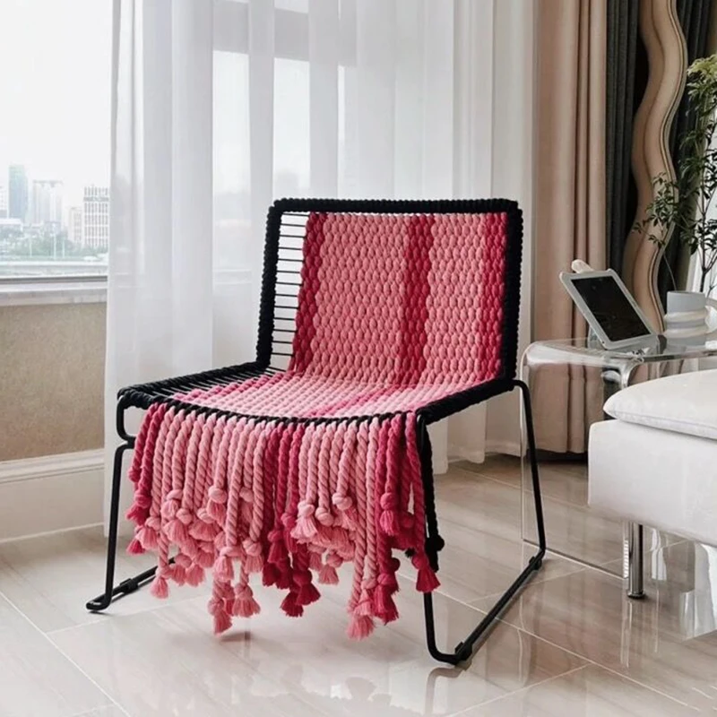 Woven single person sofa chair, household iron art lazy person, leisure backrest chair, fashionable photo taking, clothing store