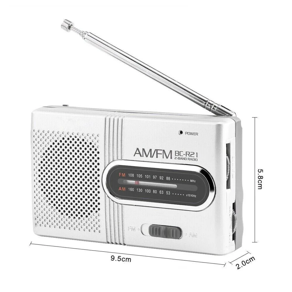 Portable Mini Pocket Radio AM/FM Stereo Slim Radio Built-in Speaker Battery Operated Telescopic Antenna Radio Elderly Travel - 6