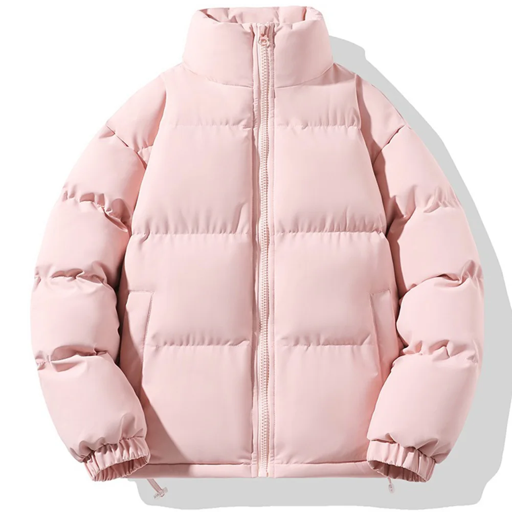 New Couple Winter Warm Cotton Parkas Jacket Men Women Thicken Solid Color Long Sleeve Stand Collar Coat Parkas Clothing
