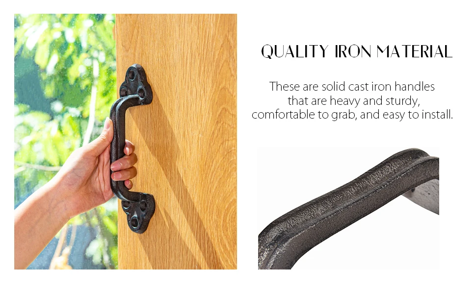 Description Picture 5 of itemSungmor Rustic Barn Door Handles Cast Iron Outdoor Gate Garage Vintage Pull Handles 2PCS Dark Brown 8.7 Inch Decorative Hardware