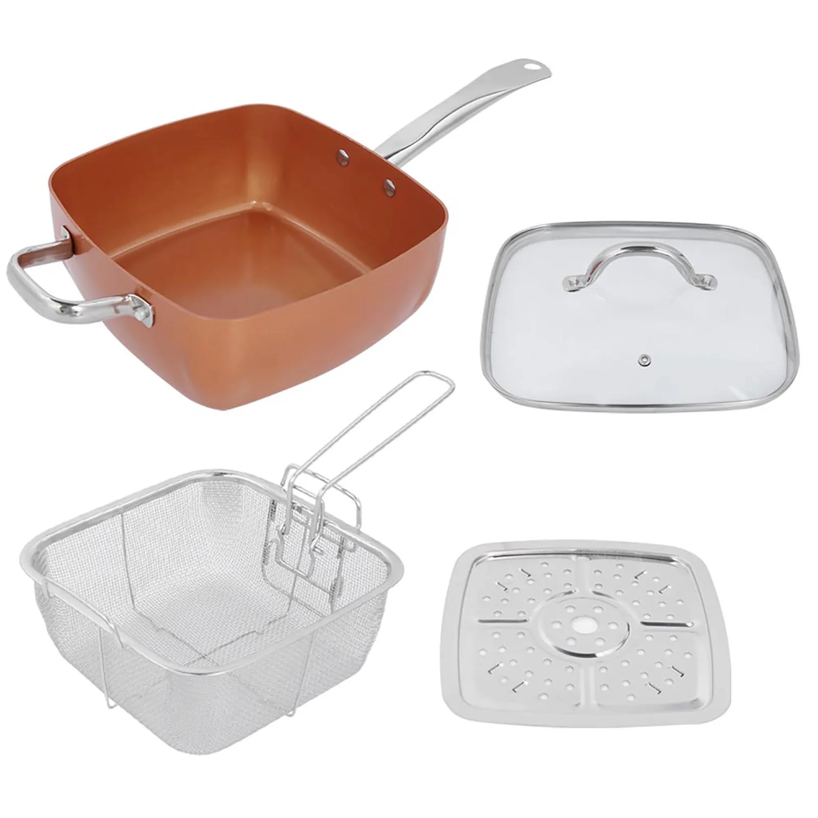 4-Piece Frying Pan Set, 4Pcs/Set Stainless Steel Non‑Stick Frying Pan Multifunctional Saucepan Kitchen Supplies