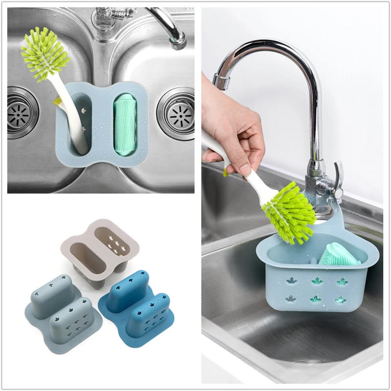 

Двойные карманы для кухни и ванной, держатель для раковины с защелкой, подвесная сумка для хранения, держатель губки для смесителя, гаджеты