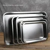 304 Stainless Steel Flat Bottom rectangle Square Basin with Covered Dish Buffet Plate food Basin Grilled Plate bbq storage tray 4