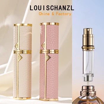 Louischanzl Leather material Refillable Perfume Bottle Portable Travel Empty Cosmetic Containers 5ml Mini Spray Atomizer Bottle