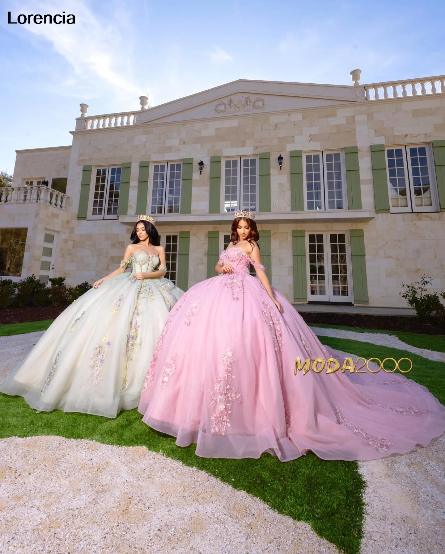 Lorencia Mexican Quinceanera Dress Ball Gown Shiny Lace Applique Beading Corset Sweet 16 Vestidos De 15 A&ntilde;os YQD899