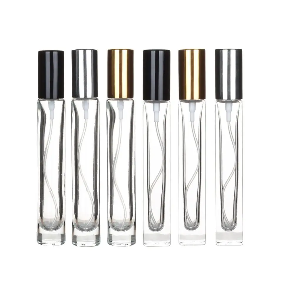 Glass Spray Perfume Bottle Portable Aluminum Cover Transparent Liquid Atomizer Round Square Cosmetic Container Travel