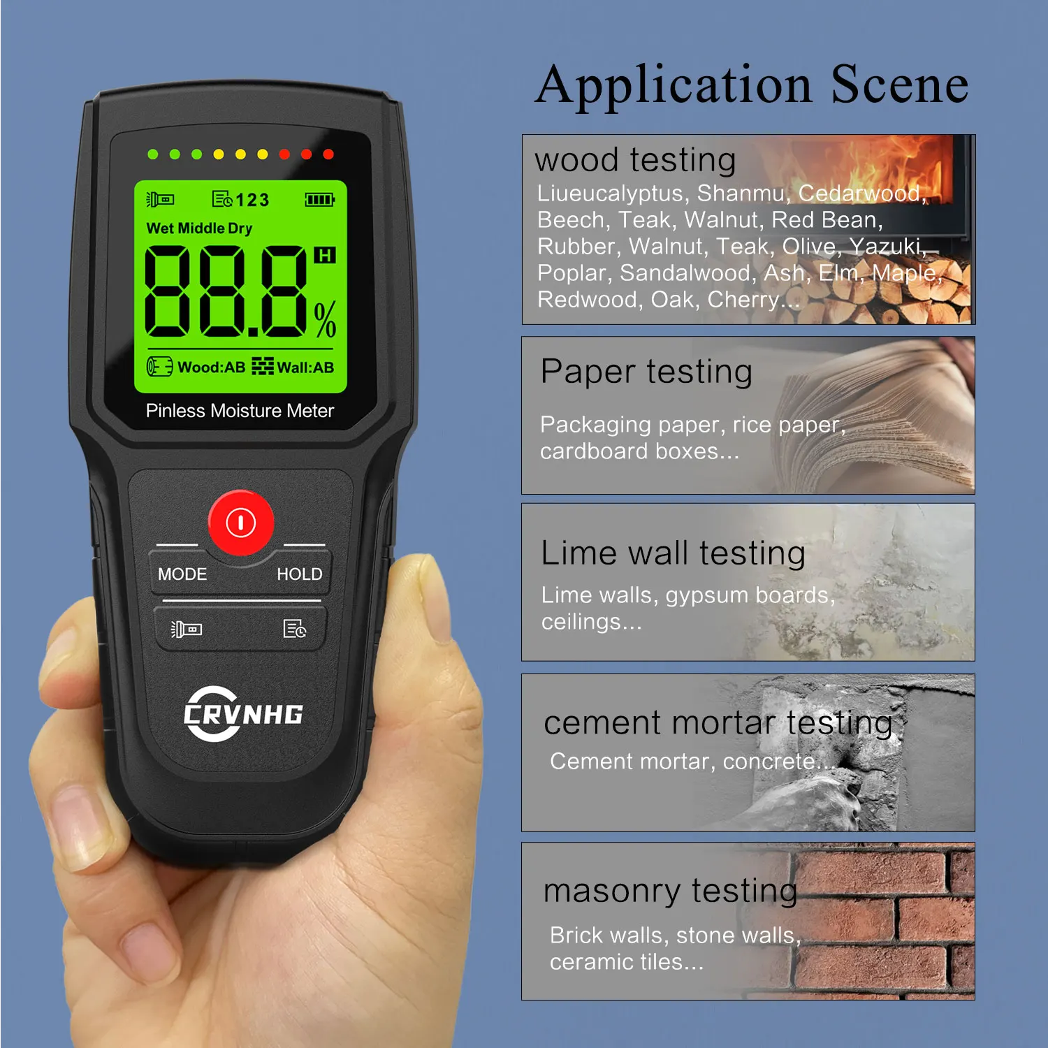 Digital Pinless Moisture Meter Mold Detector for Wall Floor Tiles