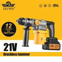 LYUWO wireless hammer drill bit, rechargeable brushless hammer drill bit, punching machine power tool, up to 20V 1