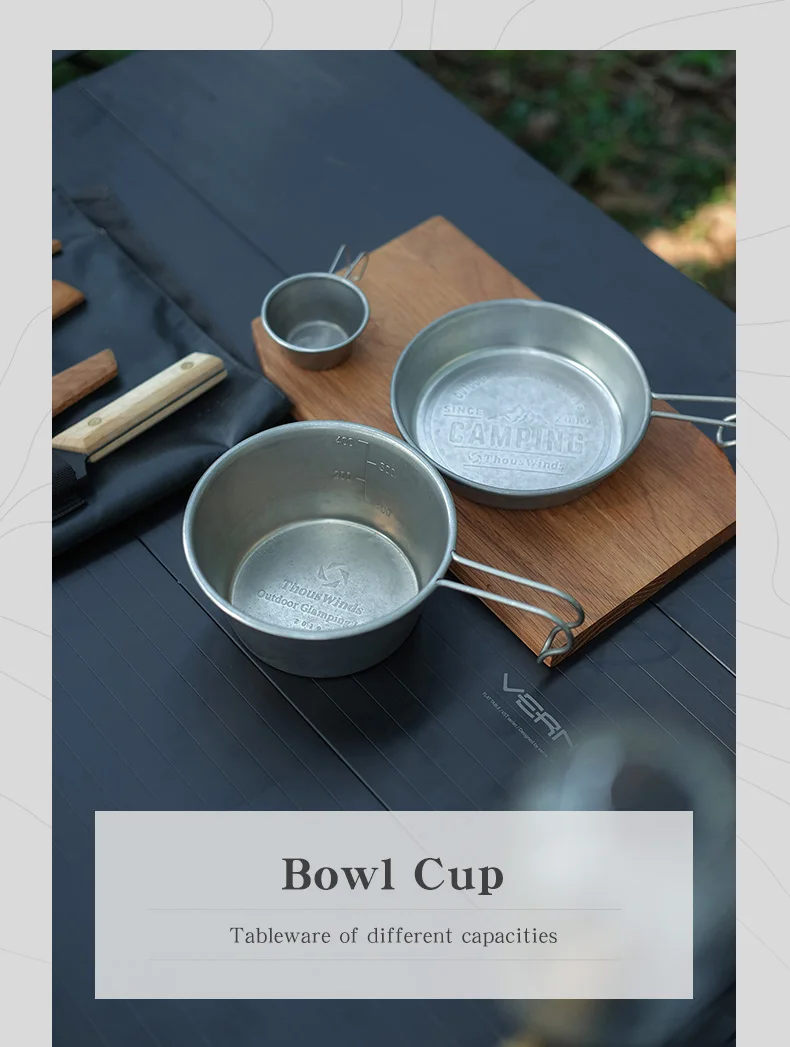 Description Picture 3 of itemThous Winds Sierra Cup With Handle Tableware Outdoor Camping Cookware 40/280/450ml Cooking Plates Bowl Travel Camping Supplies