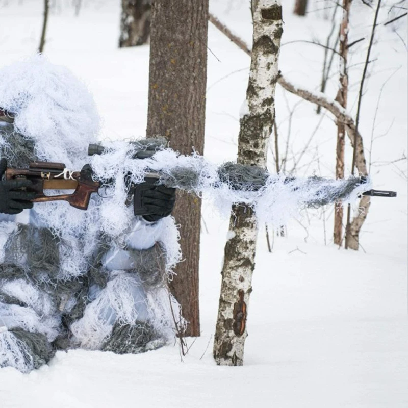 Ghillie Rifle Cover Wrap Synthetic w/Elastic Strap Camouflage Airsoft Hunting Blind Ropes 1.2M CS Gun Wraps Woodland/Desert/Snow