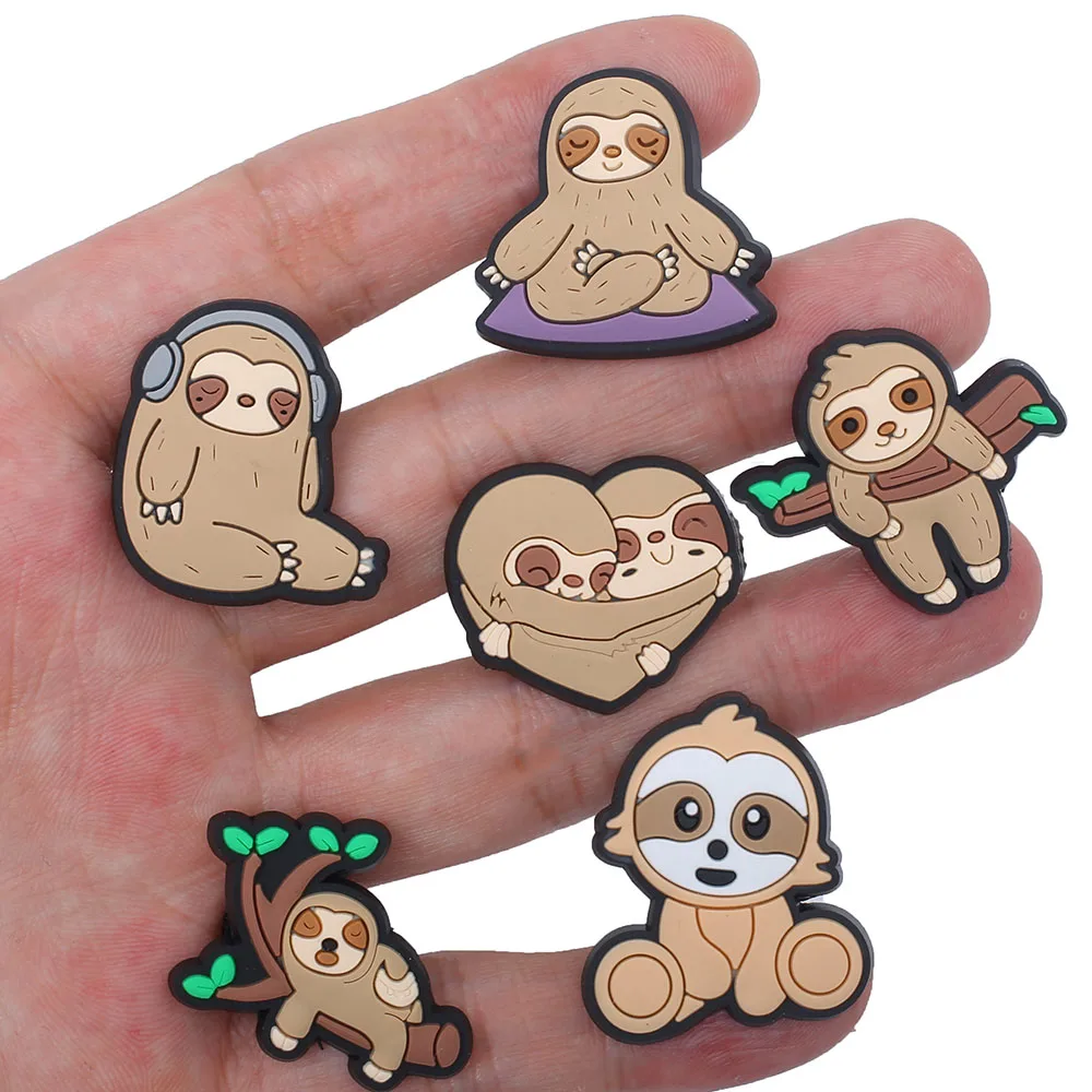 

Single sale 1pcs Animal Sloth Shoe Charms Shoe Accessories Decorations Fit Wristband Croc Jibz Charm Party Present