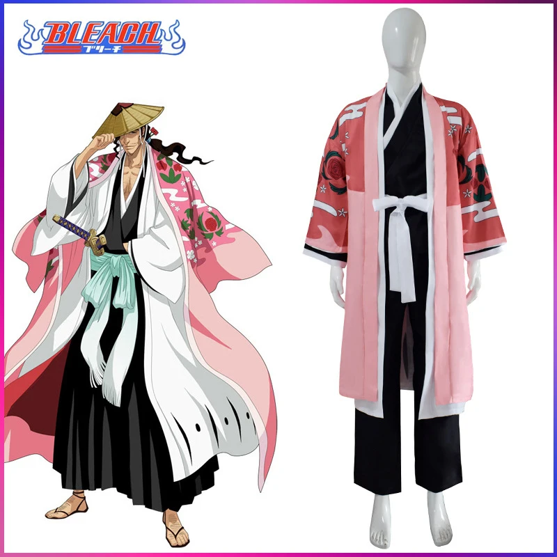 

BLEACH Kyoraku Shunsui Cosplay Costume Japanese Kimono Anime Role Play Uniform Accessories Halloween Christmas Carnival Full Set