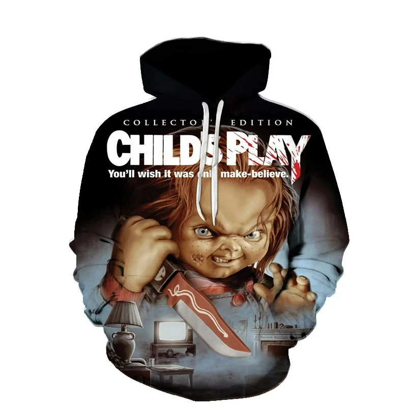 

New 3D Printed Hoodie Terror Child's Play Chuck Men's and Women's Sweatwear Crew Neck Hoodie Plus Size Harajuku Sudaderas