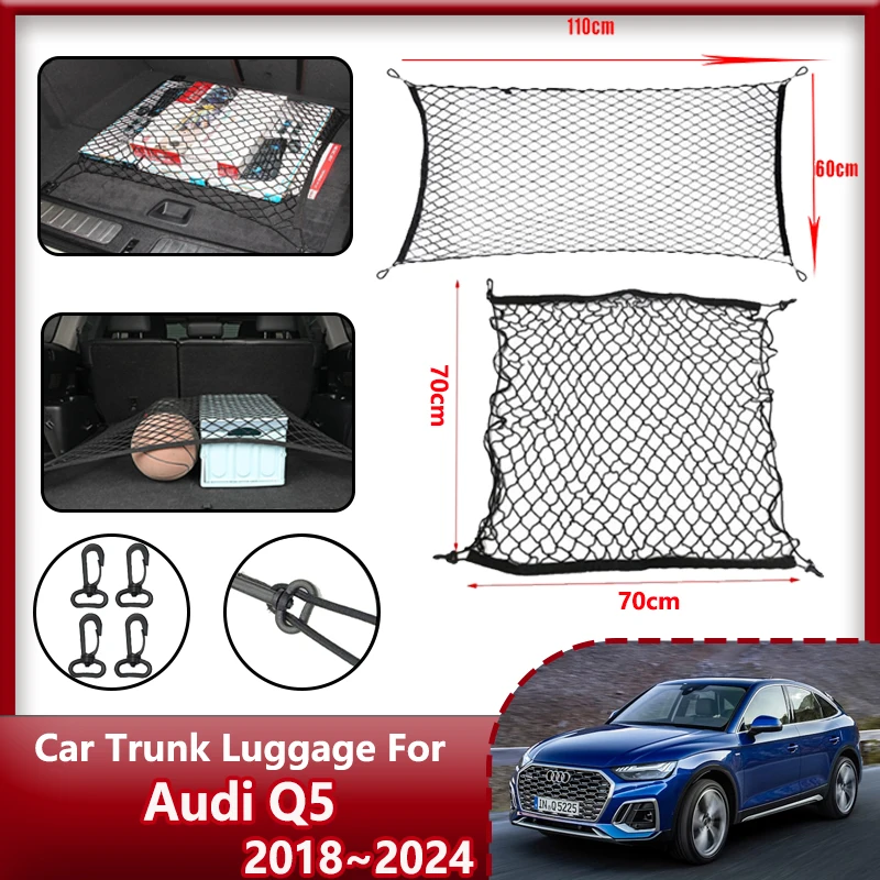 

Car Trunk Net For Audi Q5 Accessories 2018~2024 Car Storage Cargo Organiser Elastic Mesh Net Holder Pocket Nylon Accessories