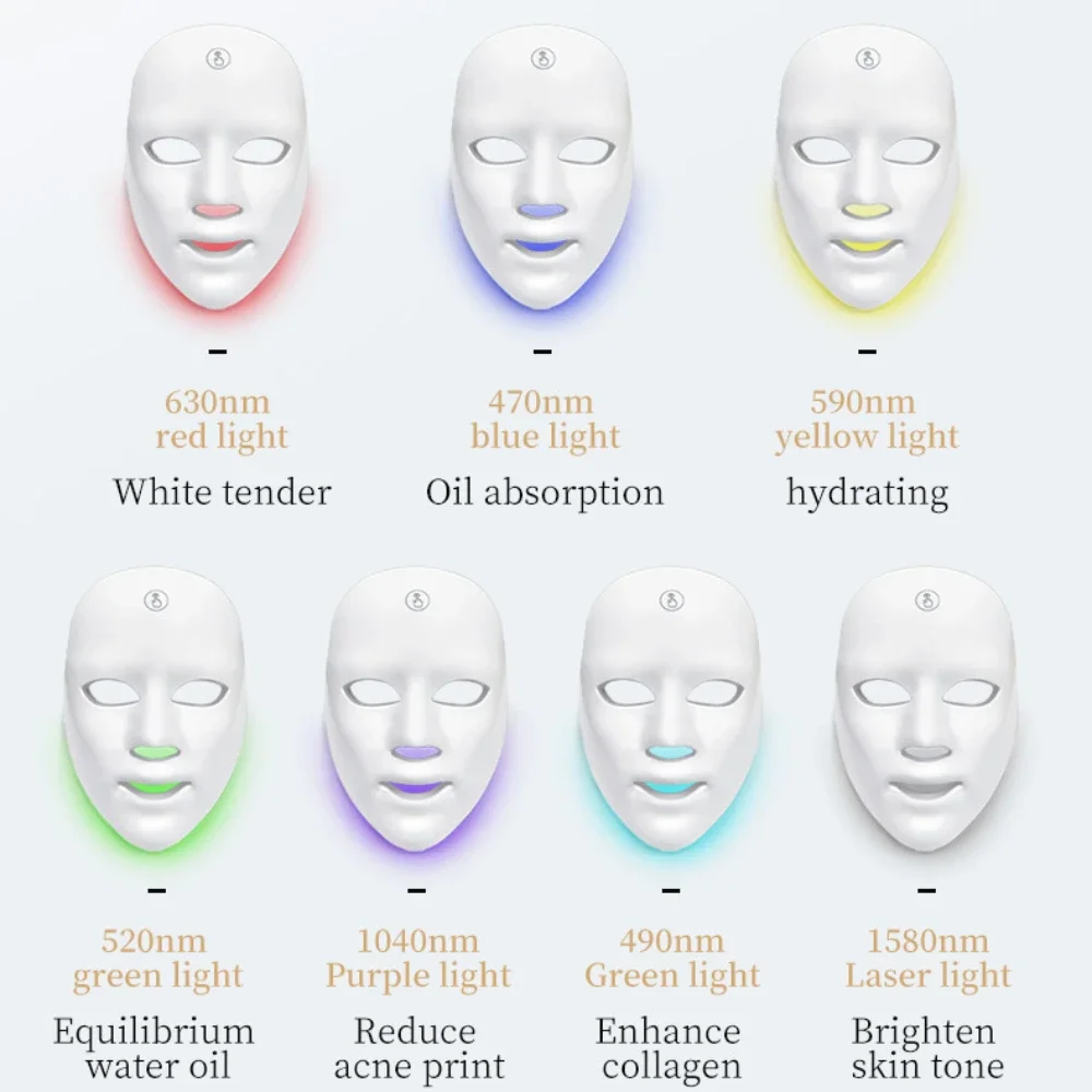 7 Colours LED Light Mask Rechargeable LED Mask Skin Care Home Use Red Light Therapy Photon Devices Face Beauty Facial Devices face mask led facial mask