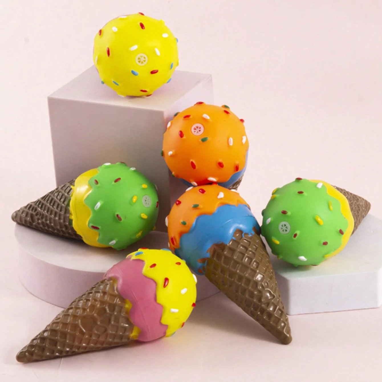 Dog Squeaky Toy Ice Cream Cone Shaped Chew