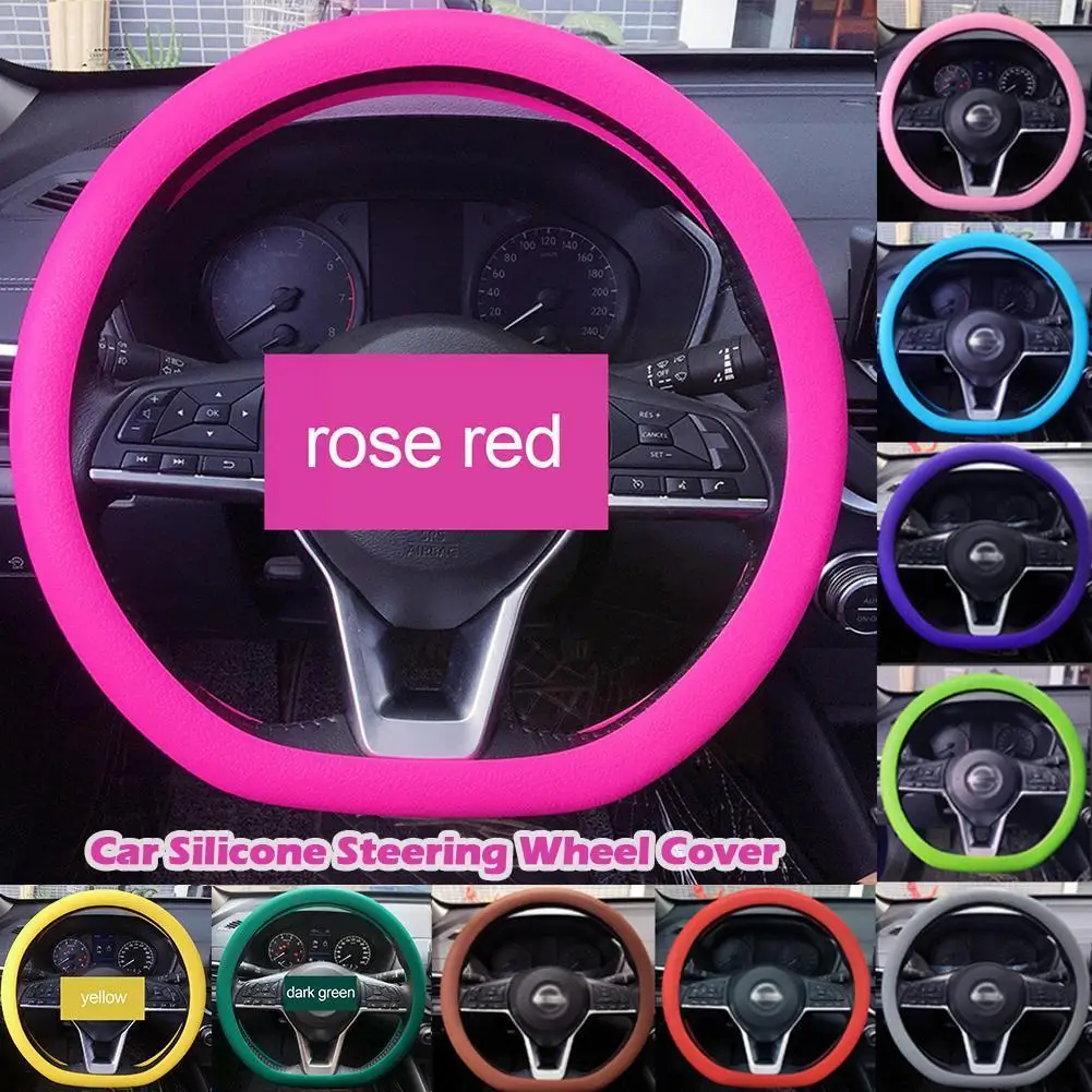 19colors Car Universal Silicone Steering Wheel Elastic Cover Auto Accessories Soft Color Covers Multi Decoration Glove Text D2P7 steering wheel cover