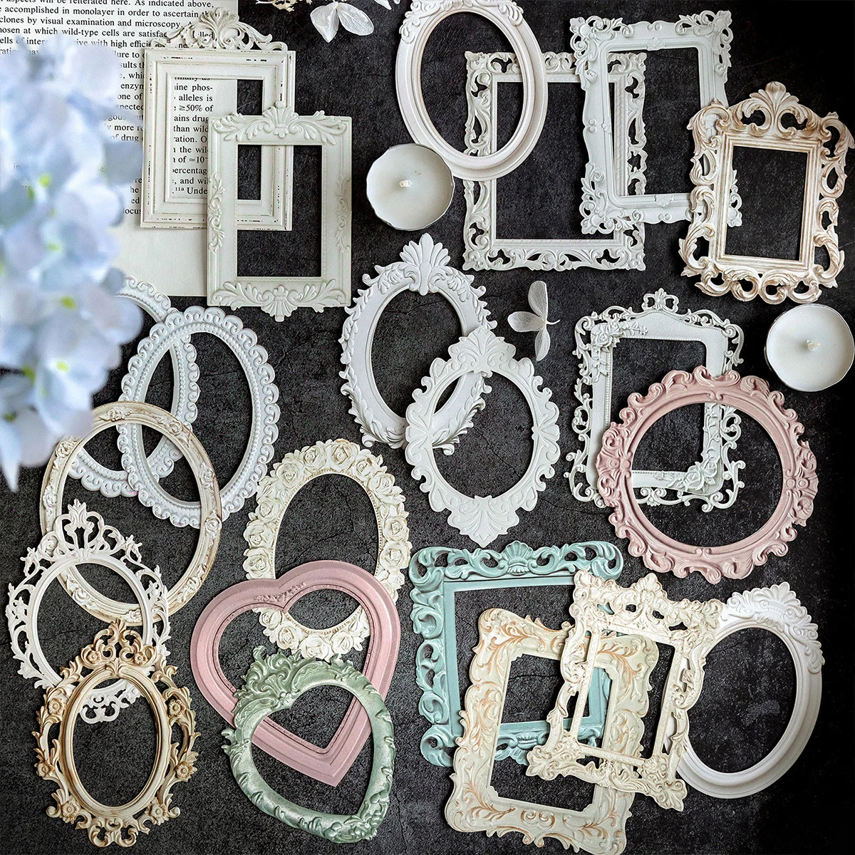 

10pcs/set Openwork Embossed Vintage Frame Collage Card Romantic Encounter series Handbook DIY Decoration Collage Material