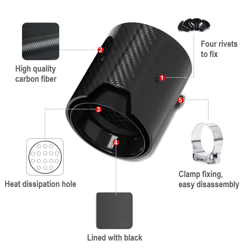 2pcs/lot Car Exhaust Tip For BMW 2 Series F22 F23 M235i M240i F20 F21 M135i M140i M Performance Carbon Fiber ID60mm Muffler Tip exhaust muffler tip