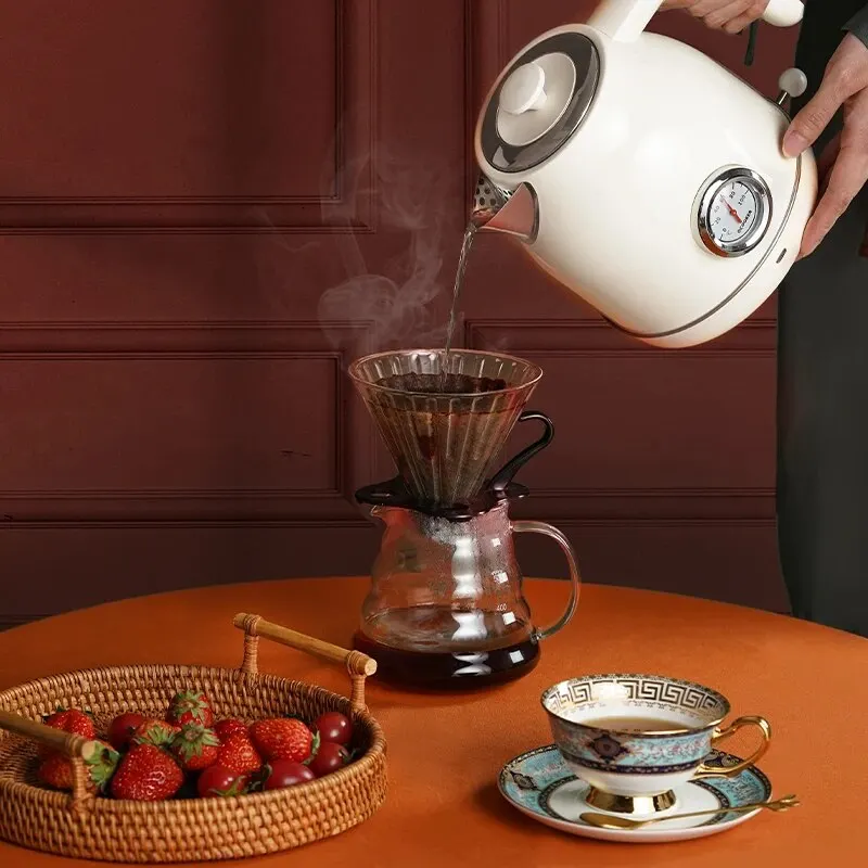 Electric Kettle Retro Style Boiling Water Household Stainless Steel Multifunctional QCOOKER