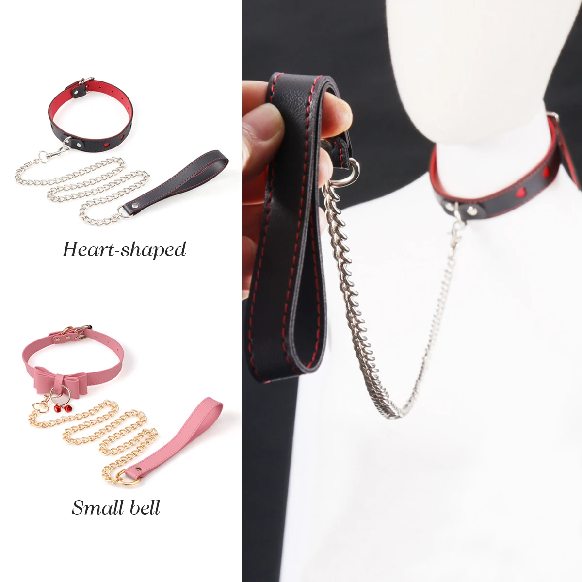 1PCS ,Fetish Adult Toys Slave Collar with Leash Adult Puppy Play Games Leather Collar Neck Bondage Cuffs BDSM Sex Toys for Adult