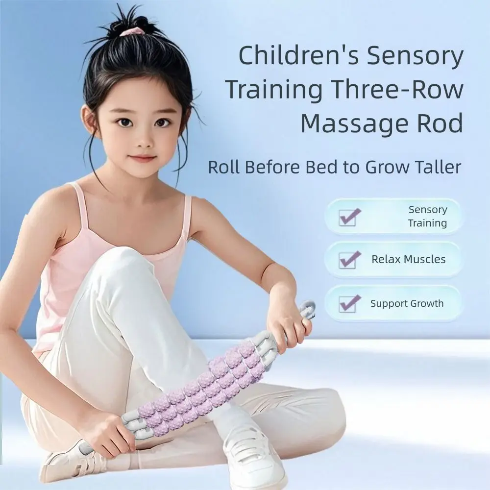 Three Rows Curved Massage Roller Multifunction Fitness Yoga Massage Stick Durable Relaxation Muscles Fascia Stick Thighs