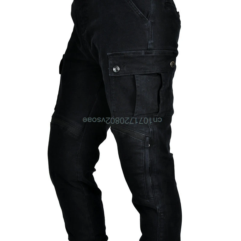 오토바이 라이딩 팬츠 남녀 라이더 장비 도구 캐주얼 히든 무릎 보호대 힙 기어 카고 멀티 포켓 팬츠 오프로드