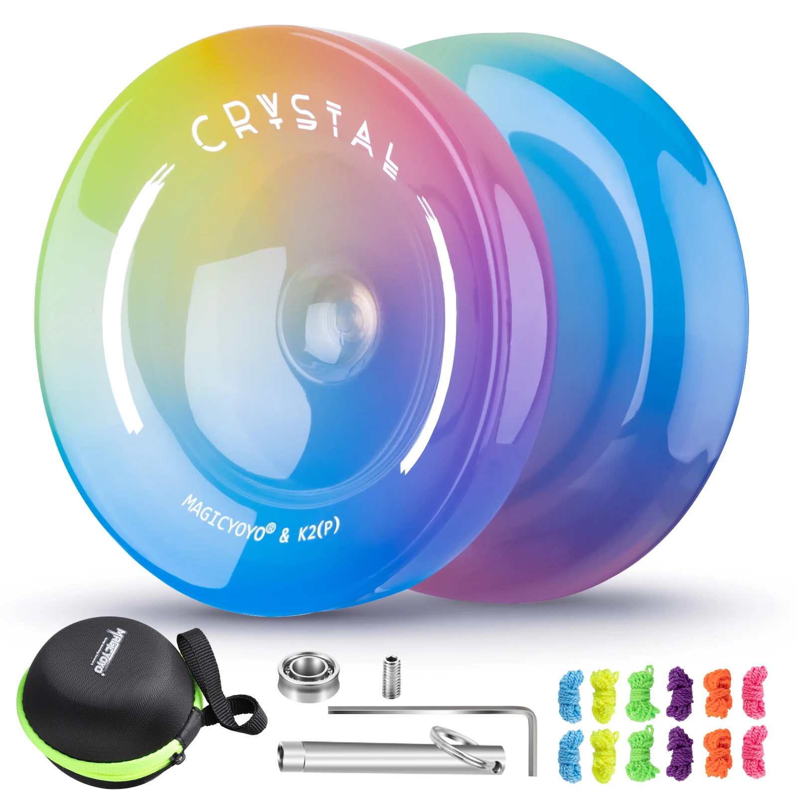 Yo-yo Double Fonction Enfant Yo-yo MAGICYOYO K2 Crystal Réactif Et Non Réactif - Pour Enfants Et Débutants - 2 En 1, Avec Cordes Et Accessoires - Noir Bleu Yoyo Pro
