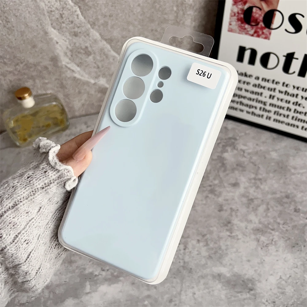 Solid Color Liquid Silicone Shockproof Case with Camera Lens Protection and Box