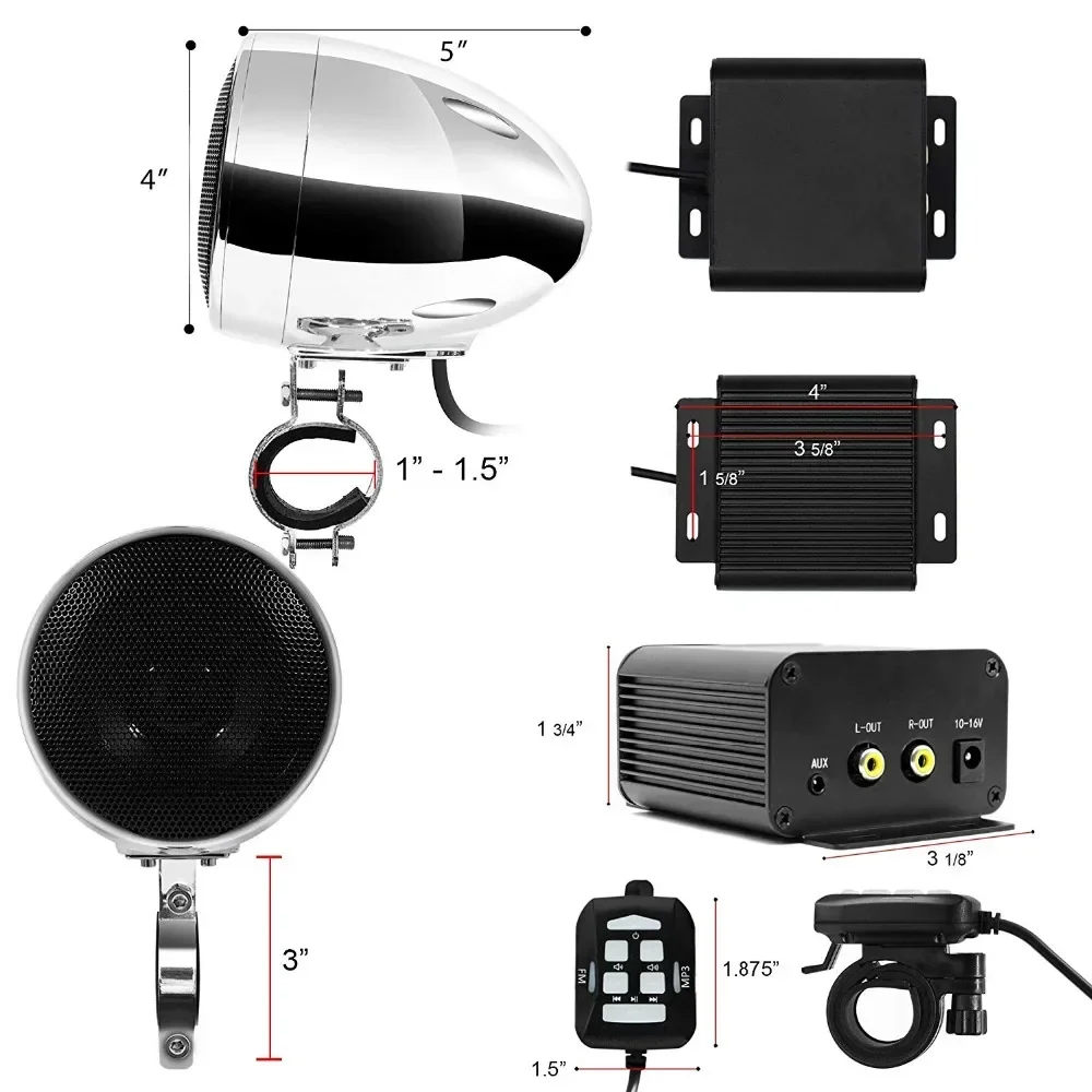 Motorcycle Speaker 150W 2CH with Multimedia